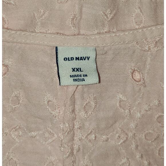Old Navy XXL Blush Eyelet Blouse – Ruffle Sleeves, Button Front Cottagecore - Picture 3 of 7